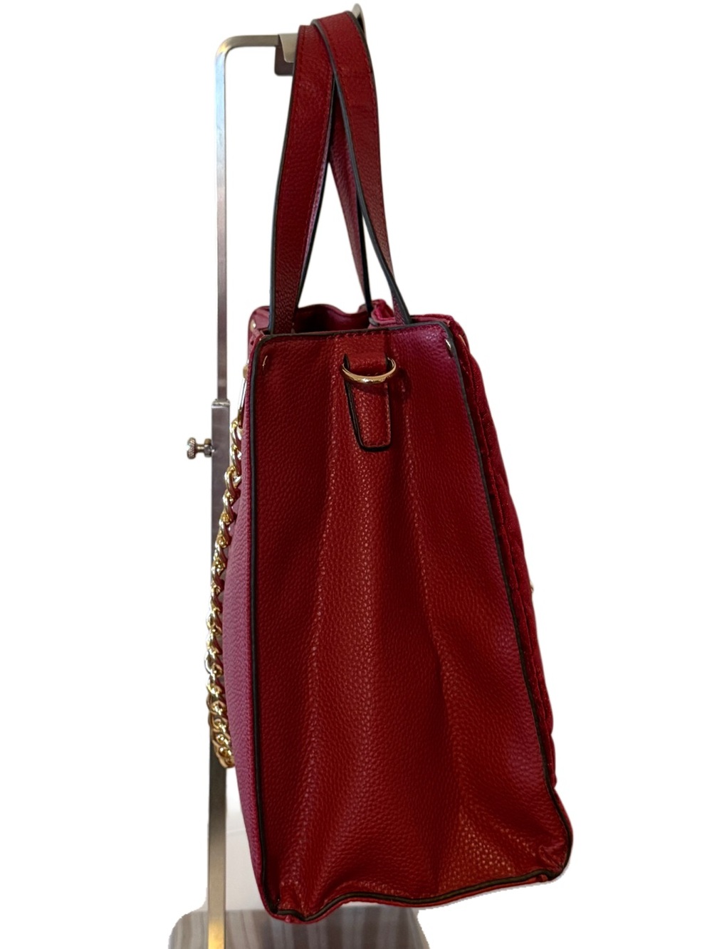 Marc New York Burgundy Chevron Velvet Crossbody Shoulder Bag Gold Chains Accents - Picture 11 of 17
